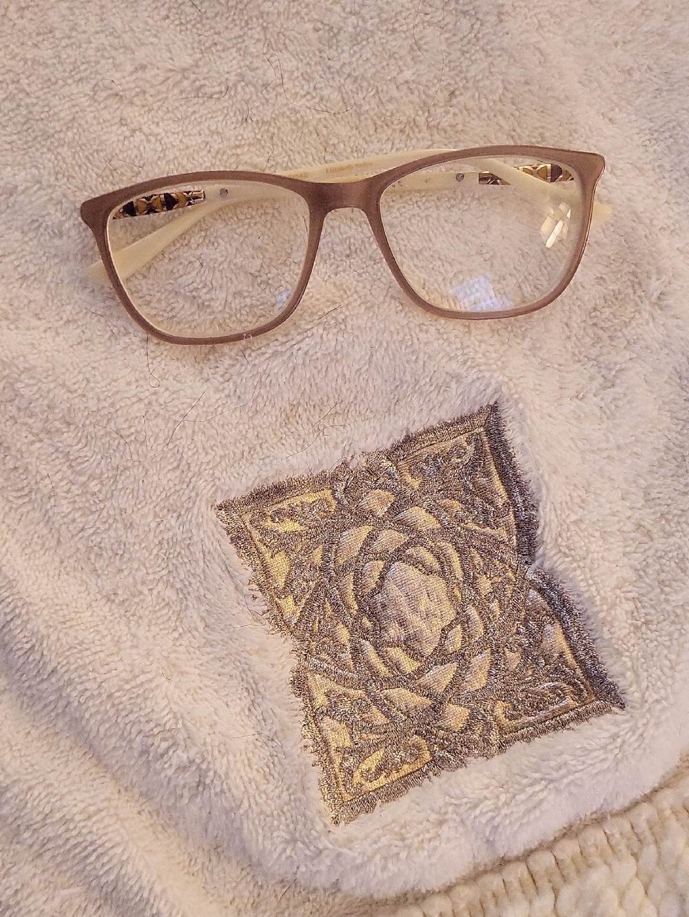 ELIZABETH ARDEN Beige and Cream Fashion Eyeglass Frames ONLY